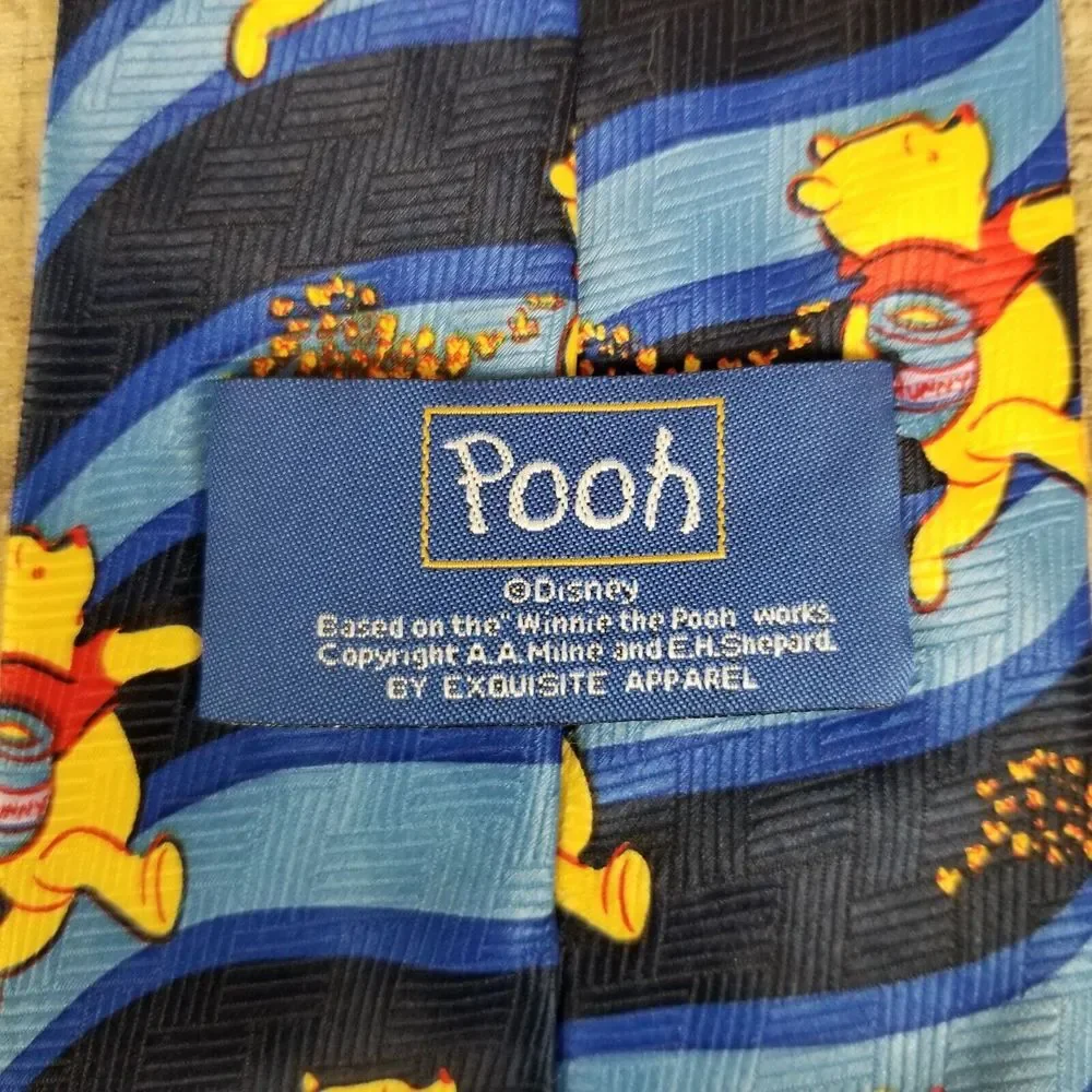 Winnie The Pooh Running Honey Vase Tie Disney Blue Made in Korea Disney